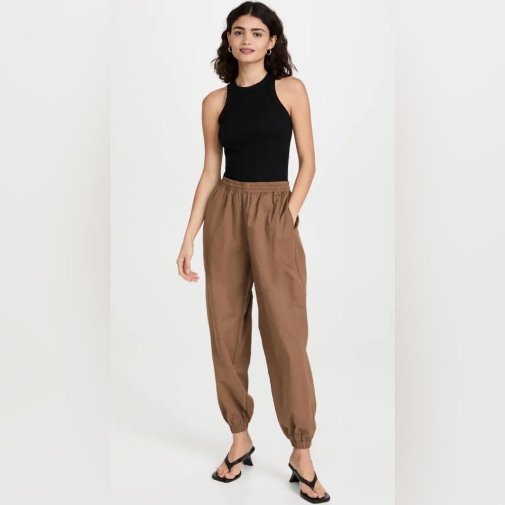 Good American Brushed Essential Track Joggers in Sepia Brown Size 2 Size Medium